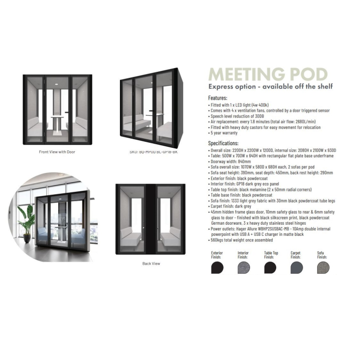 B.Quiet 2-4 Person Acoustic Meeting Pod  