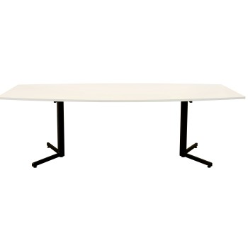 OM Boardroom Table 2.4m White on Black Legs