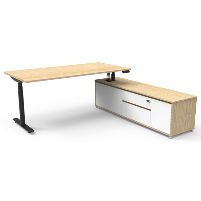 Boost Halo Executive Electric Height Adjustable Desk with Side Cabinet (Round Leg)