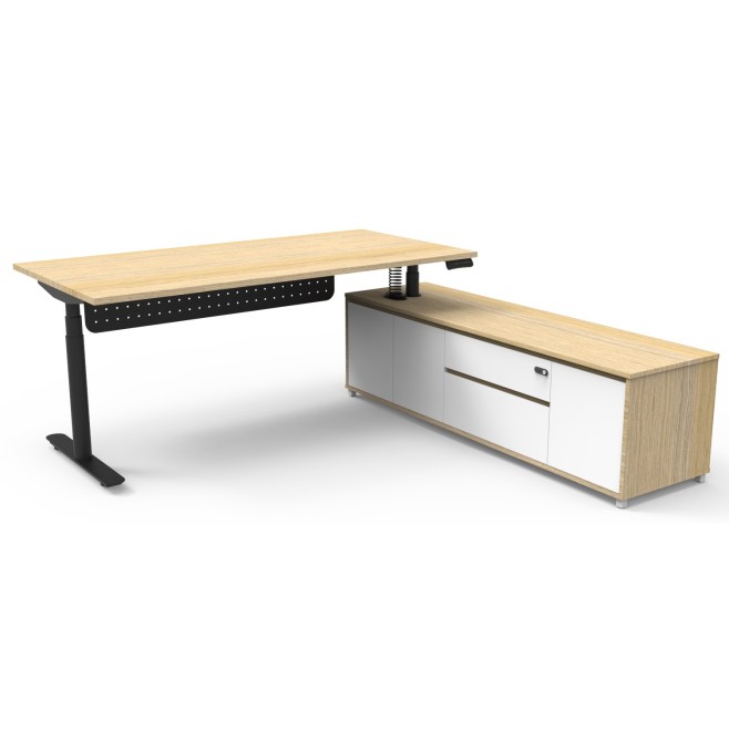 Boost Halo Executive Electric Height Adjustable Desk with Side Cabinet (Round Leg)