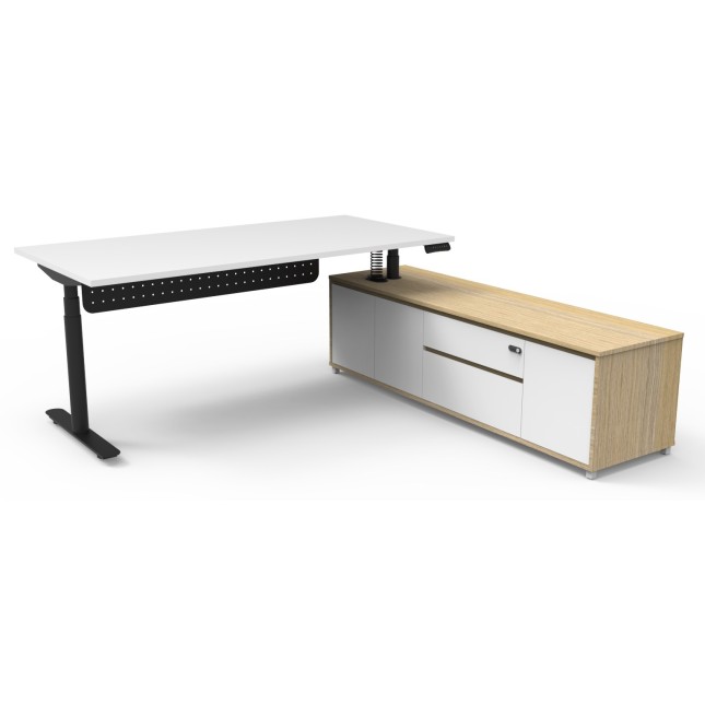 Boost Halo Executive Electric Height Adjustable Desk with Side Cabinet (Round Leg)