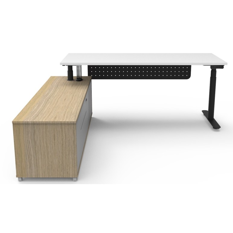 Boost Halo Executive Electric Height Adjustable Desk with Side Cabinet (Round Leg)