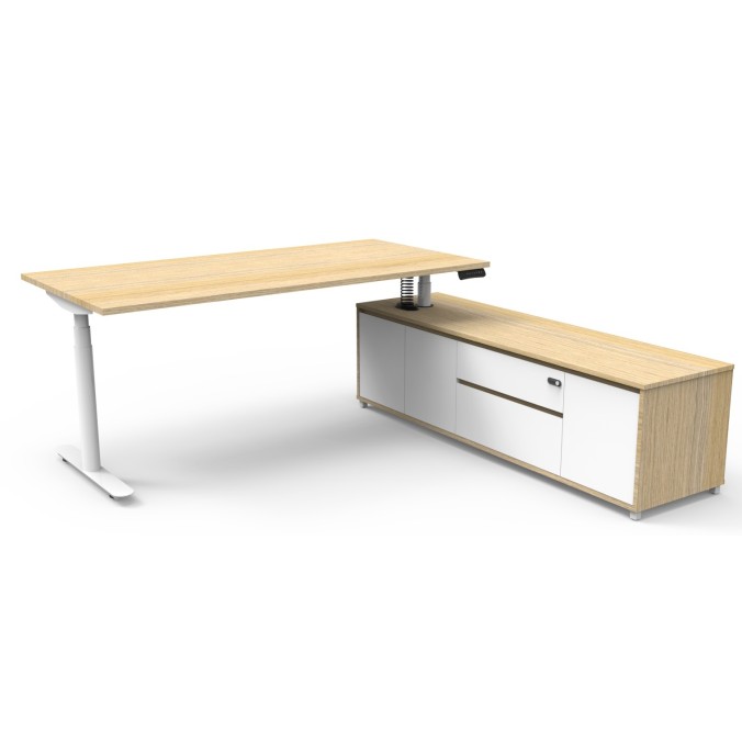 Boost Halo Executive Electric Height Adjustable Desk with Side Cabinet (Round Leg)