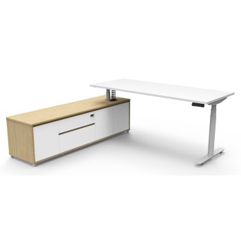 Boost Halo Executive Electric Height Adjustable Desk with Side Cabinet (Round Leg)