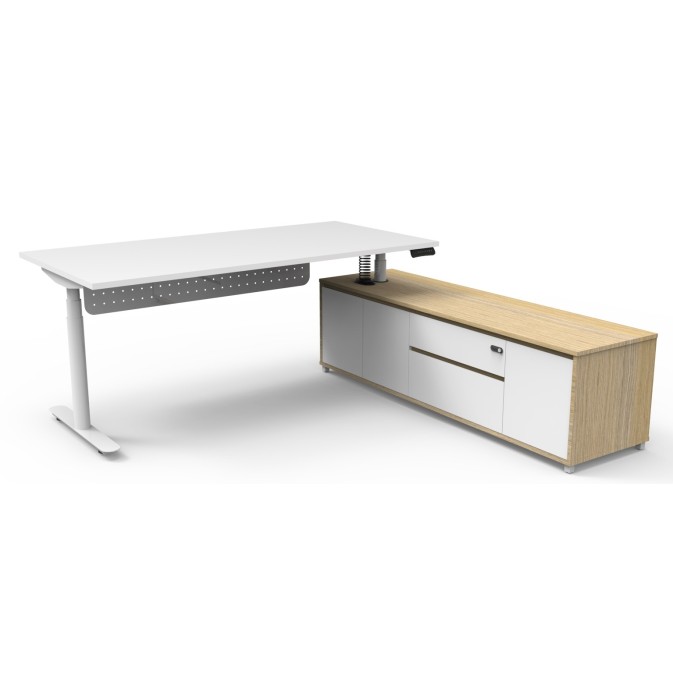 Boost Halo Executive Electric Height Adjustable Desk with Side Cabinet (Round Leg)