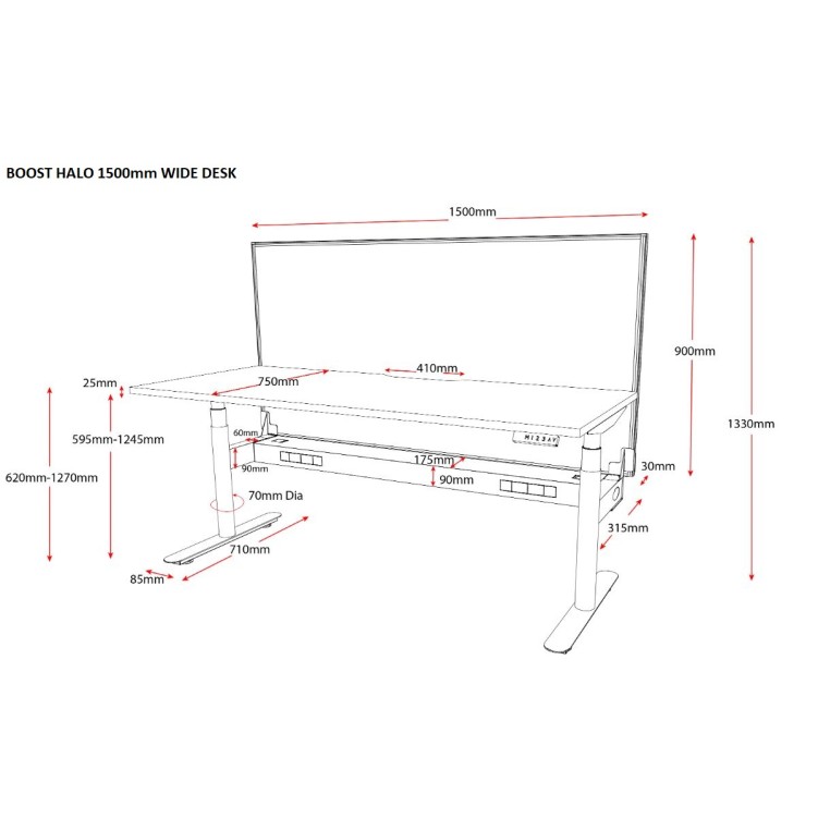 Boost Halo+ Dual Motor Electric Height Adjustable Desk