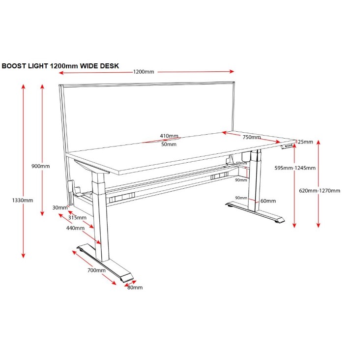 Boost Light Single Motor Electric Height Adjustable Desk