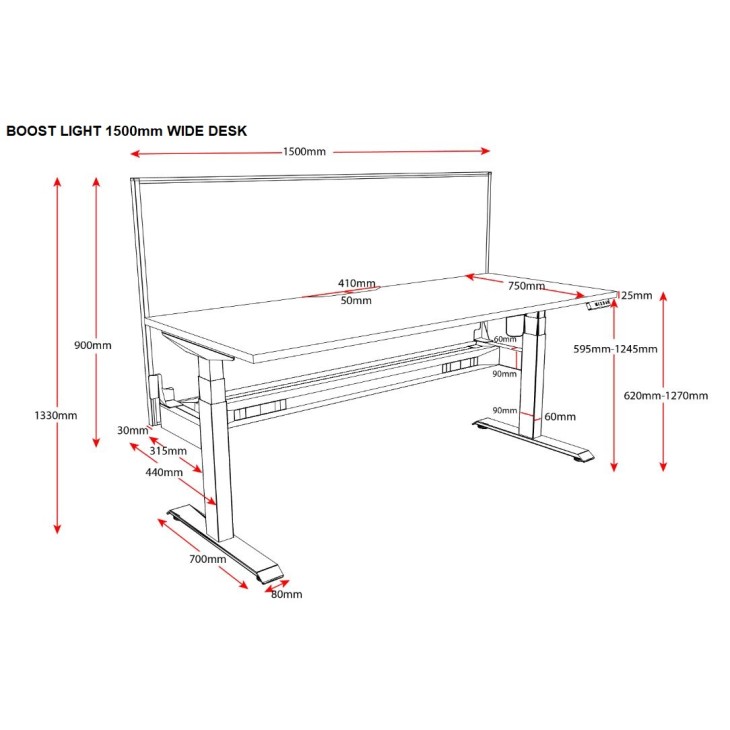 Boost Light Single Motor Electric Height Adjustable Desk