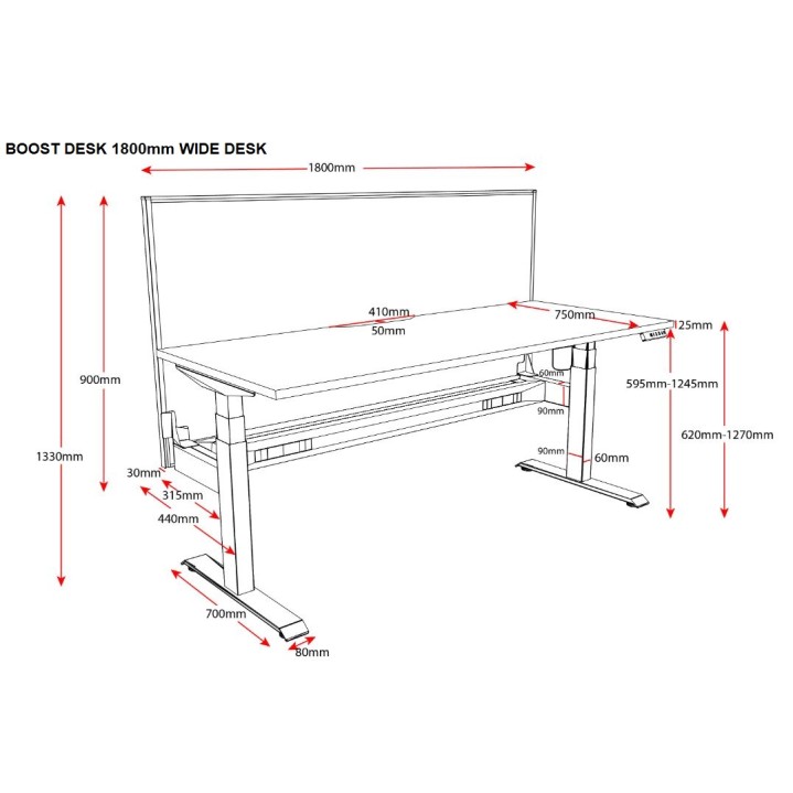 Boost Light Single Motor Electric Height Adjustable Desk