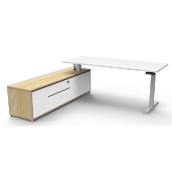 Boost Plus Executive Electric Height Adjustable Desk with Side Cabinet (Square Leg)