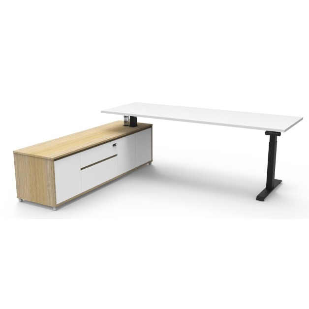 Boost Plus Executive Electric Height Adjustable Desk with Side Cabinet (Square Leg)