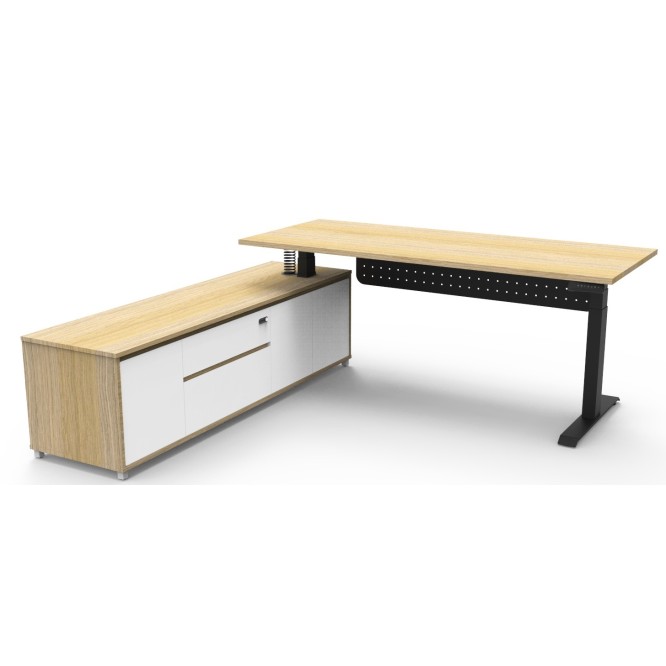 Boost Plus Executive Electric Height Adjustable Desk with Side Cabinet (Square Leg)