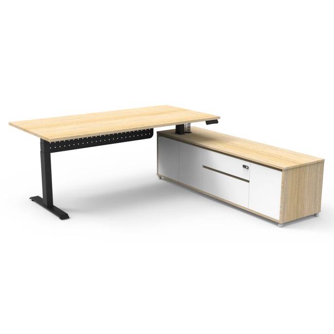 Boost Plus Executive Electric Height Adjustable Desk with Side Cabinet (Square Leg)