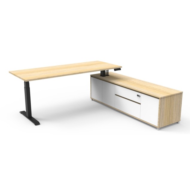 Boost Plus Executive Electric Height Adjustable Desk with Side Cabinet (Square Leg)