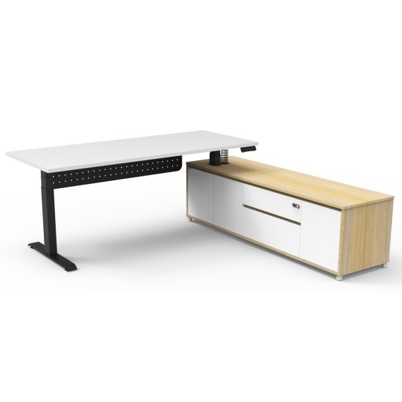 Boost Plus Executive Electric Height Adjustable Desk with Side Cabinet (Square Leg)