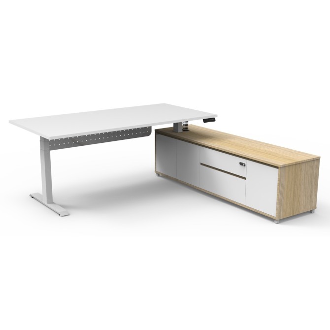 Boost Plus Executive Electric Height Adjustable Desk with Side Cabinet (Square Leg)