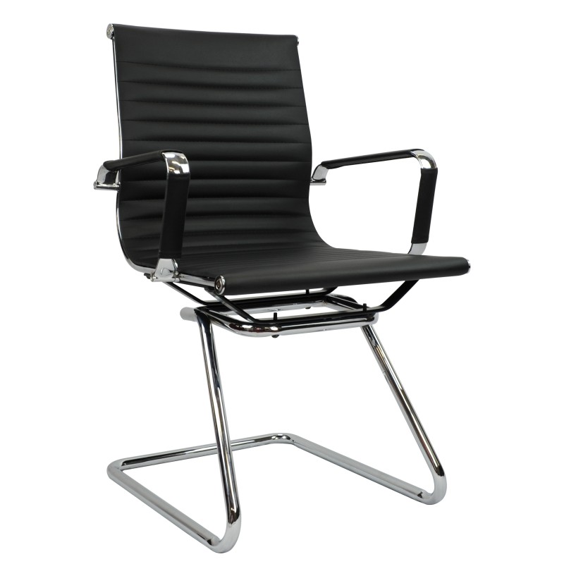 Replica Office Chair Visitor  Medium Back Ribbed Black