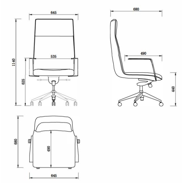 Mirage High Back Executive Chair - Black Leather