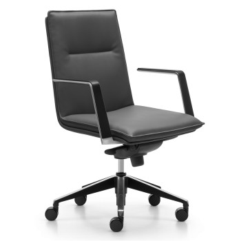 Mirage Medium Back Executive Chair - Black Leather