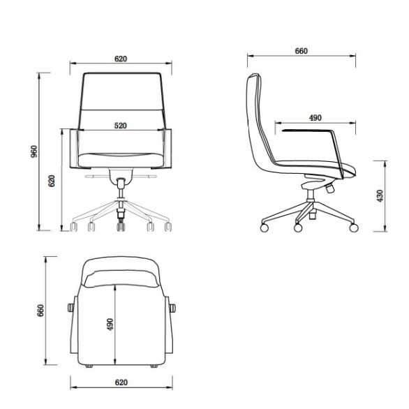 Mirage Medium Back Executive Chair - Black Leather