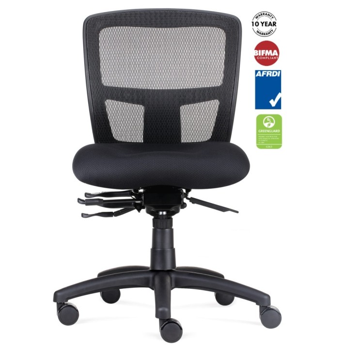 Ergo Task Mesh Back Chair 165kg  Weight Rated With Optional Arms