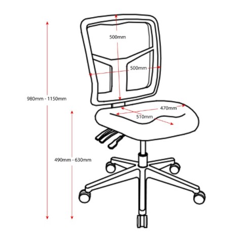Mirae Medium Back Mesh Back Chair - 160kg Weight Rated With Optional Arms