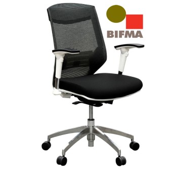 Vogue Executive Chair - White Frame Black Seat Mid Back Mesh Ergonomic 