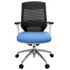 Vogue Executive Chair - White Frame Blue Seat Mid Back Mesh Ergonomic 
