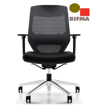 Vogue Executive Chair - Heavy Duty Aluminium Base Mid Back Mesh Ergonomic