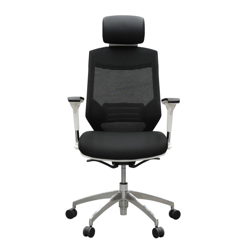 Vogue Executive Chair - White Frame Black Seat High Back Mesh Ergonomic 
