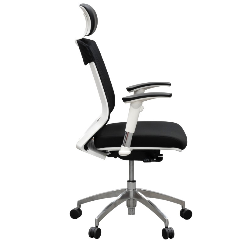 Vogue Executive Chair - White Frame Black Seat High Back Mesh Ergonomic 
