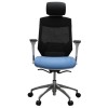 Vogue Executive Chair - White Frame Blue Seat High Back Mesh Ergonomic 