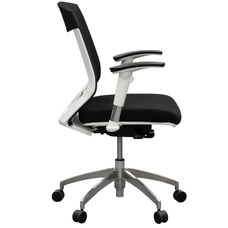 Vogue Executive Chair - White Frame Black Seat Mid Back Mesh Ergonomic 