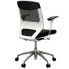 Vogue Executive Chair - White Frame Black Seat Mid Back Mesh Ergonomic 