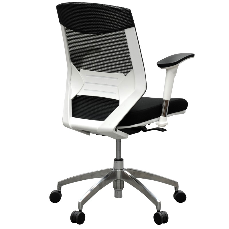 Vogue Executive Chair - White Frame Black Seat Mid Back Mesh Ergonomic 