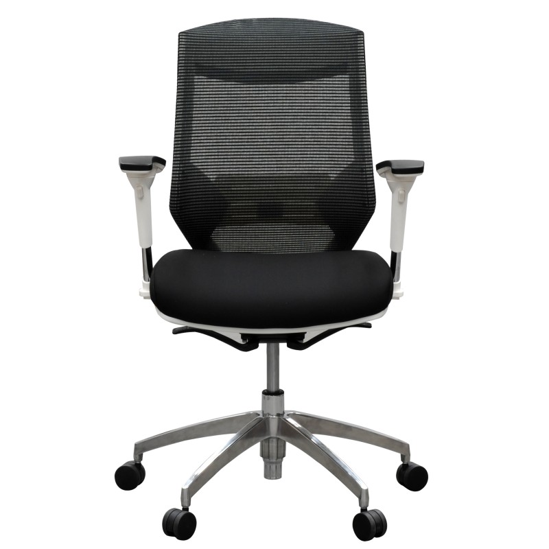 Vogue Executive Chair - White Frame Black Seat Mid Back Mesh Ergonomic 