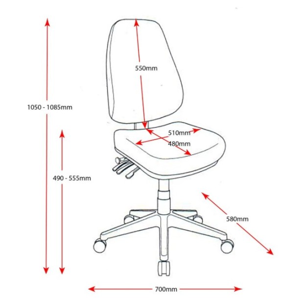 Endeavour Pro Ergo Chair 160KG Weight Rated With Optional Arms
