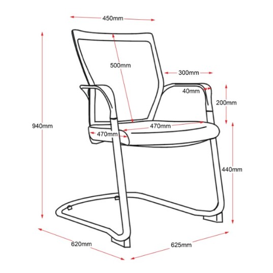 WMCC Visitor Chair -  Mesh Back Fabric Seat