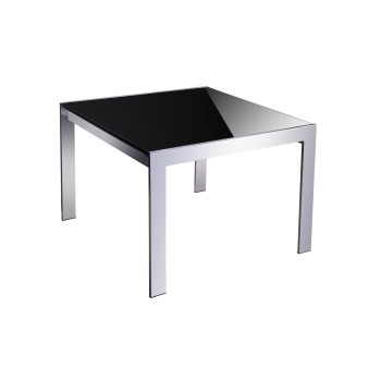 Forza Coffee Table - Black Glass Top 600(L) x 600(W) x 450(H)