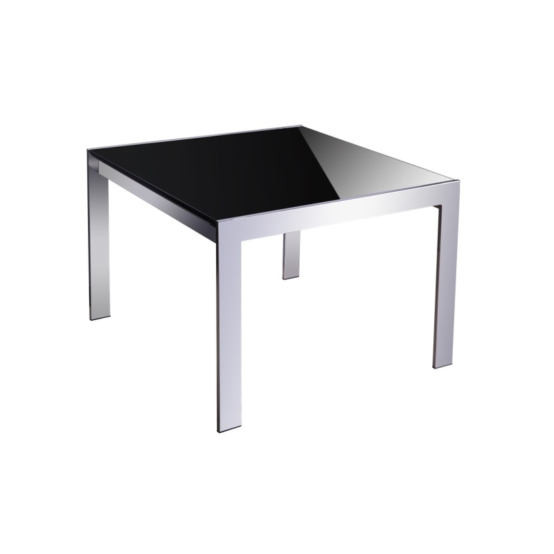 Forza Coffee Table - Black Glass Top 600(L) x 600(W) x 450(H)