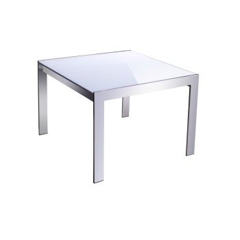 Forza Coffee Table - White Glass Top 600(L) x 600(W) x 450(H)
