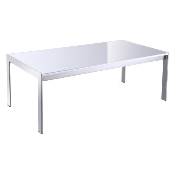 Forza Coffee Table - White Glass Top 1200(L) x 600(W) x 450(H)