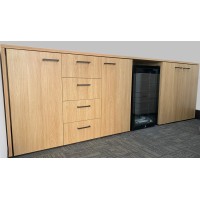 Alfie Bar Fridge Credenza Custom Design in Elegant Oak Alfie Bar Fridge Credenza Custom Design in Elegant Oak
