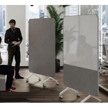 Curved Mobile Glass Whiteboard / Pinboard
