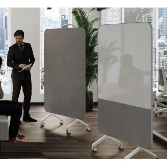 Curved Mobile Glass Whiteboard / Pinboard