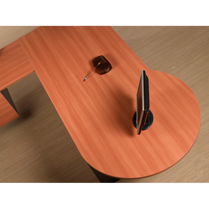 P-Shape Desk 2100mm - Cherry & Graphite
