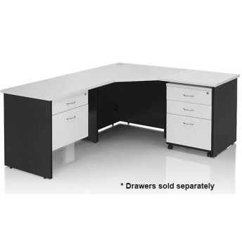 Workstation 2 Piece Radial Desk - White & Graphite