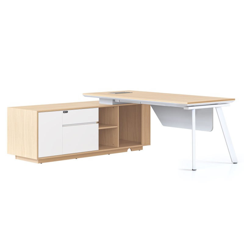 Casa Executive Desk with Side Cabinet - Choice of Legs