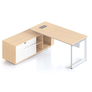 Casa Executive Desk with Side Cabinet - Choice of Legs