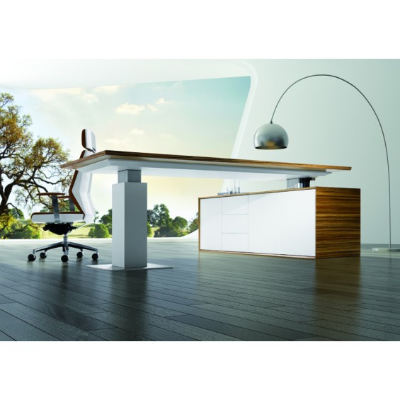 Evolution Executive Desk - Electric Height Adjustable Zebrano Wood